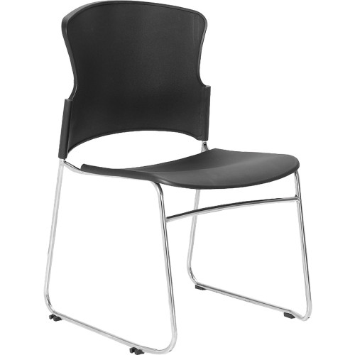 Focus Chair No Arms Chrome Sled Base Black Plastic Seat