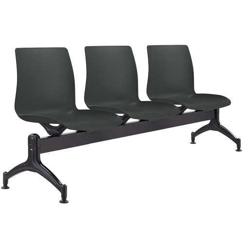 Pod 3 User Beam Seater Black Metal Frame And Black Plastic Seat