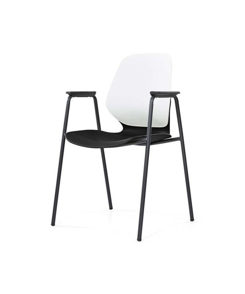 Sylex Kaleido 4 Leg Chair Polypropylene White Back Black Seat With Arms