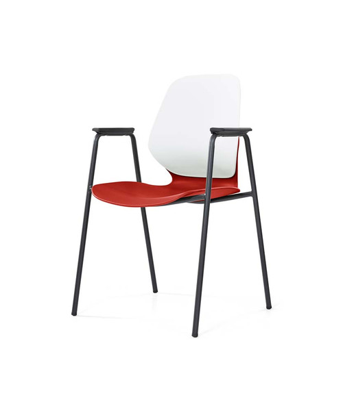 Sylex Kaleido 4 Leg Chair Polypropylene White Back Red Seat With Arms