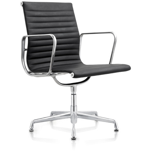 Aero 5 Star Visitor Chair Leather Medium Back with Aluminium Base