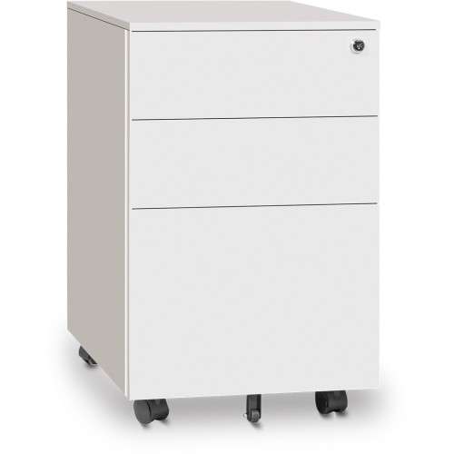 Metal Mobile Pedestal 1 File & 2 Personal Drawers (W) 390 x (D) 500 x (H) 600 mm White