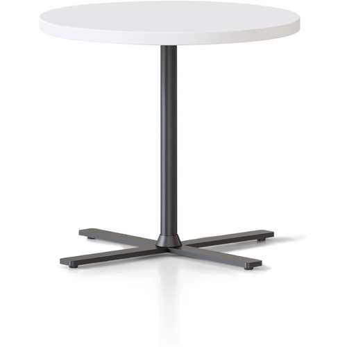 Kolo Side & Coffee Table-500 DIAM X 457H 25MM Natural White Table Top Black P/C Base