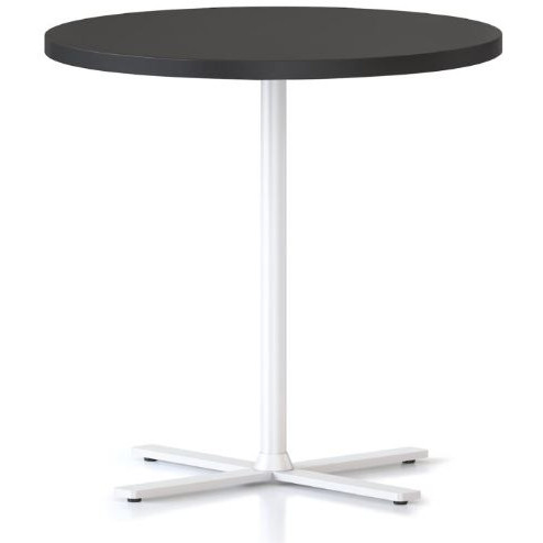 Kolo Side & Coffee Table,600DIAM X 587H 25MM Black Table Top,White Satin P/C Base