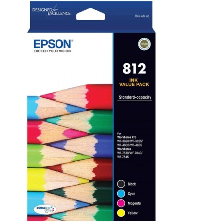 Epson 812 4 Ink Value Pack Standard Yield Black Cyan Magenta and Yellow