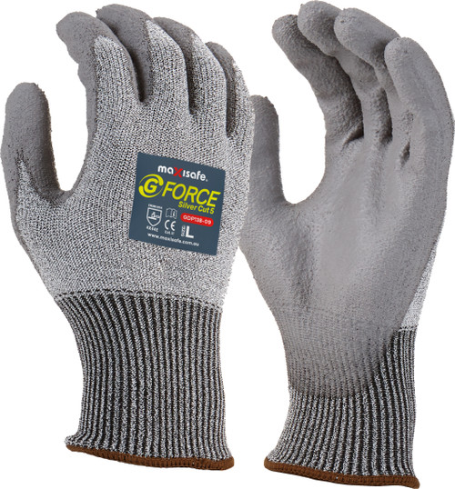 G-Force Silver Cut 5 Glove, Pu Coated Palm, XL Pair
