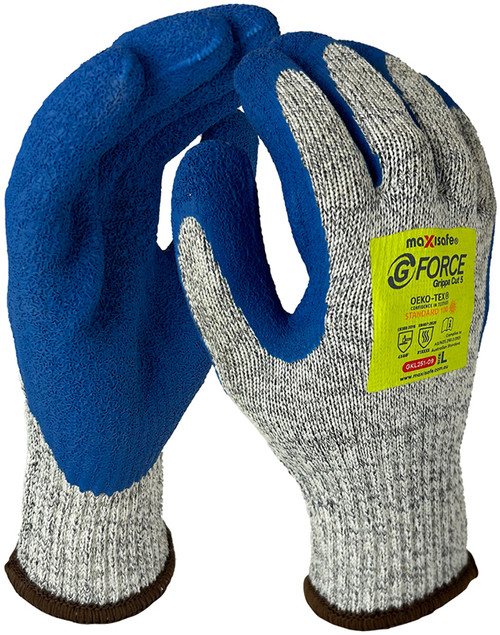 G-Force Grippa Cut Level E, Blue Latex Glove, XL Pair