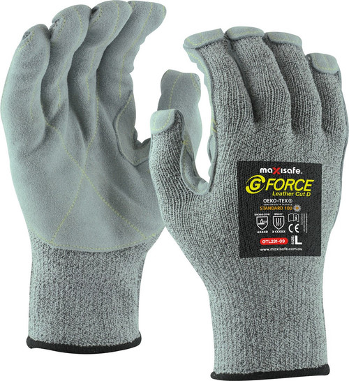 G-Force Cut D Glove With Leather Palm, XL Pair