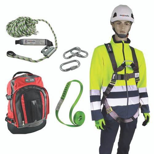 Premium Roofers Kit With Full Body Harness, 15m Rope Line, Twist Lock Karabiner, & 2.0m Sling, 140Kg Rating