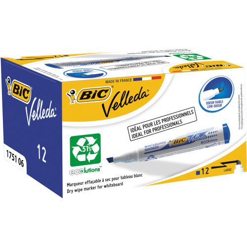 BIC WHITEBOARD 1751 ECO MARKER Blue, Chisel Tip Each