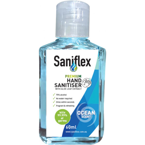 Saniflex Ocean Scent Rinse-Free Hand Sanitiser 60ml FlipTop Bottle