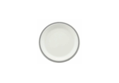 180mm Earth Sugar Cane Plate printed Rim Silver, Pack of 10