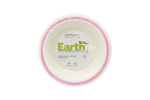 180mm Sugar Cane Bowl Pink Rim, Pack of 10