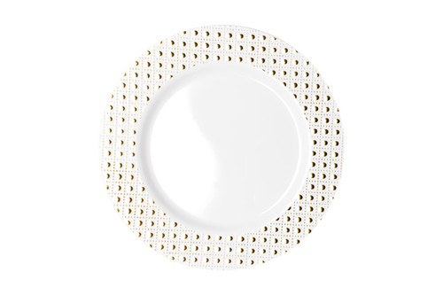 260mm Heavy Duty Dinner Plate With Gold Dot Rim, Pack of 6