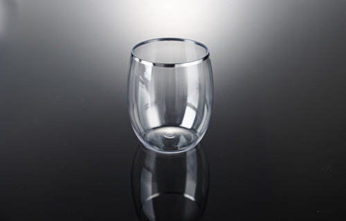 350ml Stemless Wine Glass Silver, Pack of 4
