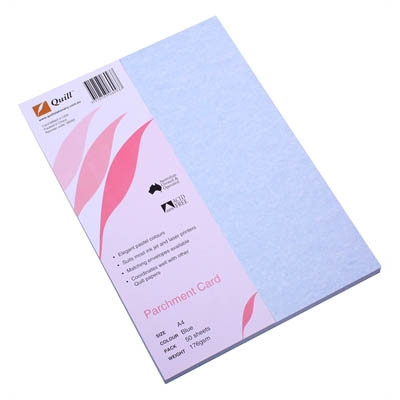 Quill Parchment Board 176gsm A4 - Blue, Pack of 50 (06093)