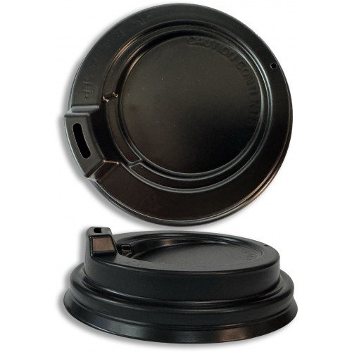 GUSSPAK COFFEE CUP LIDS 90MM DIAMETER TO SUIT 12OZ (355ml) & 16OZ (480ml) CUPS BLACK SLEEVE OF 50