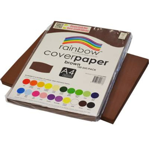 RAINBOW COVER PAPER 125GSM - A4 BROWN Pack of 500 Sheets (5 packs of 100)