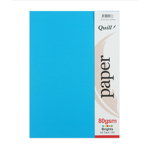 Quill Coloured Paper 80gsm A4 - Brights Assorted, Pack of 100