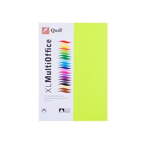 Quill Coloured Paper 80gsm A4 - Fluoro Green, Pack of 500 (90180)