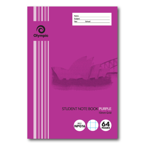 Olympic NSW Student Book NPG16 250 x 175mm 64 Page 10mm Grid Purple (197707)