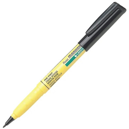 Pentel NM10 Green-Label Fabric Marker Bullet Point Black, Box of 12