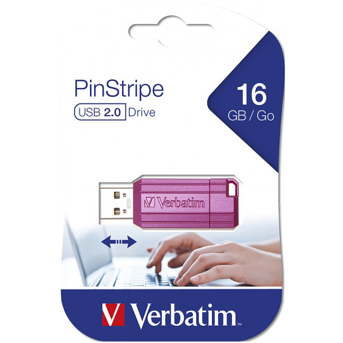 VERBATIM STORE'N'GO PINSTRIPE USB DRIVE 16GB PINK
