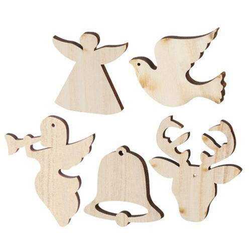 Wooden Xmas Shapes Large Assorted Pack of 30