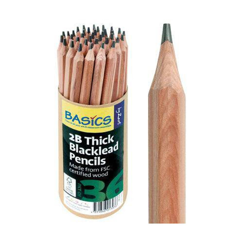 Pencils Blacklead Thick 2B Pack of 36