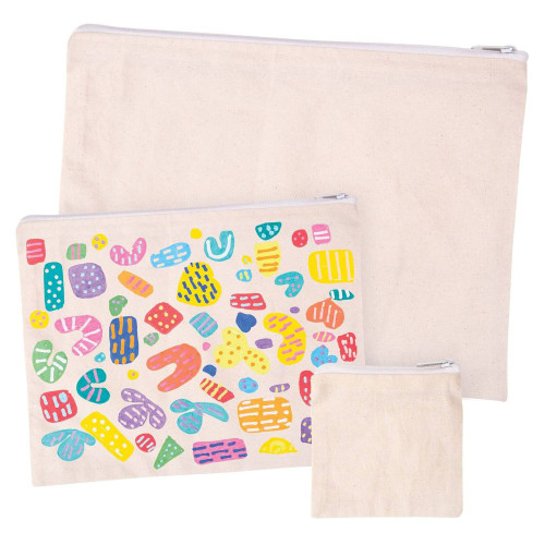 Calico Zip Pouch - 12 x 12cm