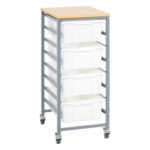 Single Tote Tray Trolley Kits - Single Kit - White