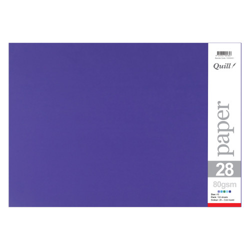 Quill Coloured Paper 80gsm A3 - Cold Assorted, Pack of 150 (95185)