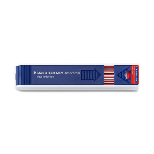 Staedtler 204 Mars Lumochrom Coloured Leads 2mm - Red, Pack of 12