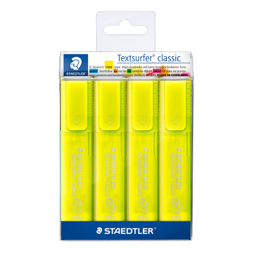 Staedtler 364 Textsurfer Classic Rainbow Colour Highlighters - Wallet of 4 Yellow