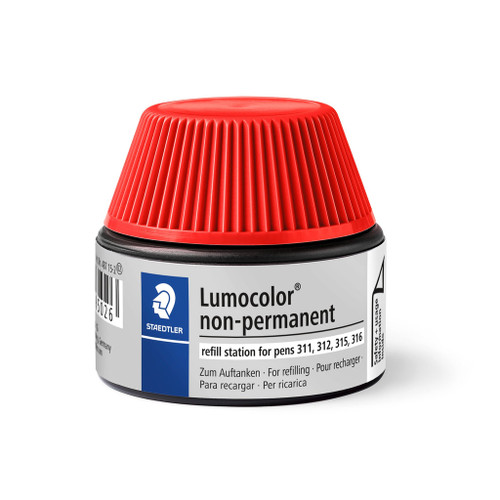 Staedtler 487 Lumocolor Refill Pot Non Permanent 15mL - Red, Each