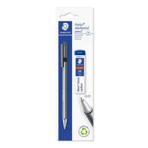 Staedtler 774 Triplus Micro Mechanical Pencil - 0.5mm + Tube of 12 HB Leads, Carded