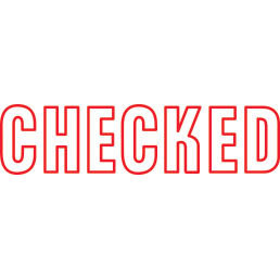 Shiny Pre-Inked Stamp - "CHECKED" Outline Text - Red