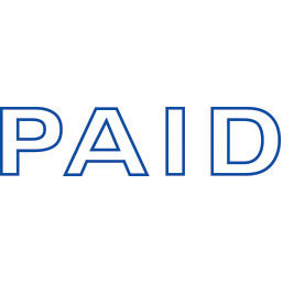 Shiny Pre-Inked Stamp - "PAID" Outline Text - Blue