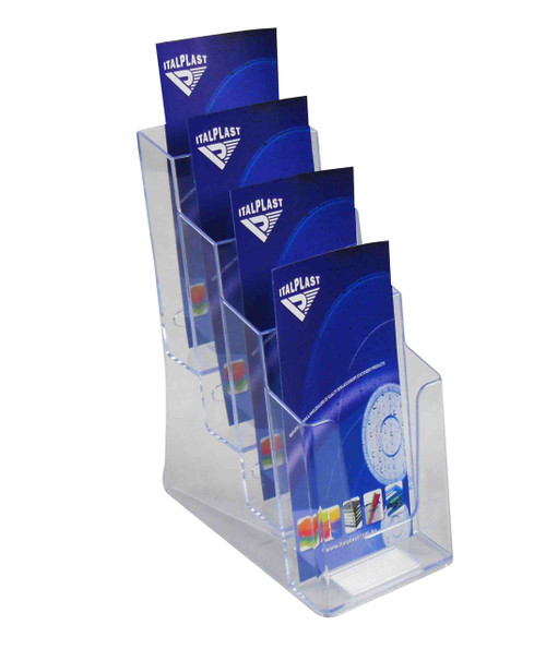 ITALPLAST Brochure Holder - DL 4 Tier - Clear, Each