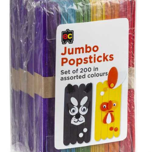 Jumbo Popsticks Coloured Packet 200