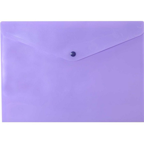 Osmer Plastic Document Wallet with Button Closure A4, Purple, Pack of 12