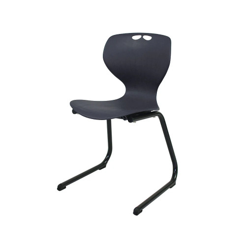 Roswell Chair 430H Plastic Charcoal & Steel Reverse Cantilever Frame Black