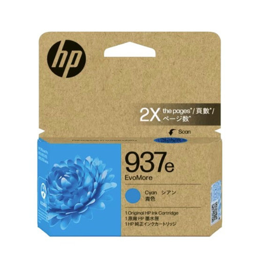 HP #937e EvoMore Original Cyan Ink Cartridge (4S6W6NA)