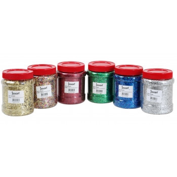Jasart Glitter Assorted Colours and shapes Jar (250g Jar)