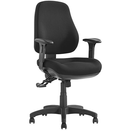 Newton 3 Lever Heavy Duty Task Chair with Mega Boy Seat and Arms in Metro Black Fabric