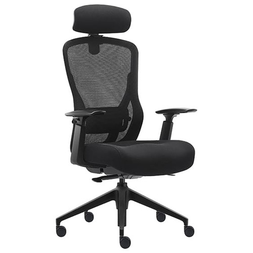 Mitz Executive Mesh Chair with Headrest in Black Fabric