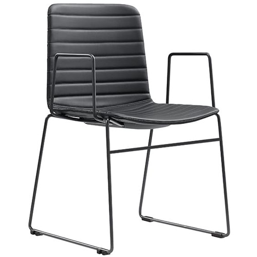 Mia Breakout Chair in Black PU with Arms