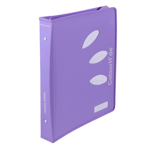 Colourhide Zipper Ring Binder Lavender, Each