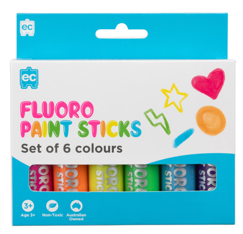 Eductaional Colours Paint Sticks Fluoro Set of 6