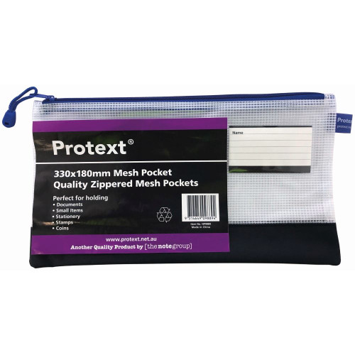 LONG PENCIL CASE SIZE MESH POUCH WITH NOTE HOLDER 330 X 175 Pack of 20